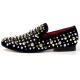 Fiesso Black Genuine Suede Leather Gold /Silver Spiked Loafers FI7436.